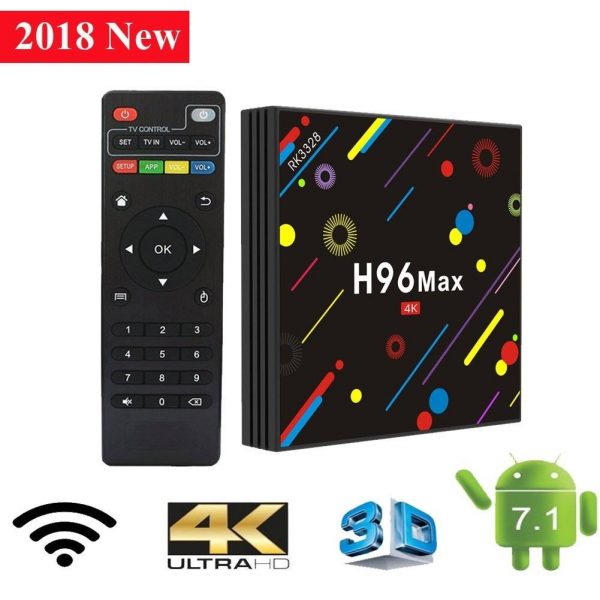 Mini PC TV Box H96 Max H2, 4K, Quad-Core, 4GB RAM, 32GB, WiFi dual band 2.4/5 GHz, Bluetooth, USB 3, HDMI, Android 7.1.2
