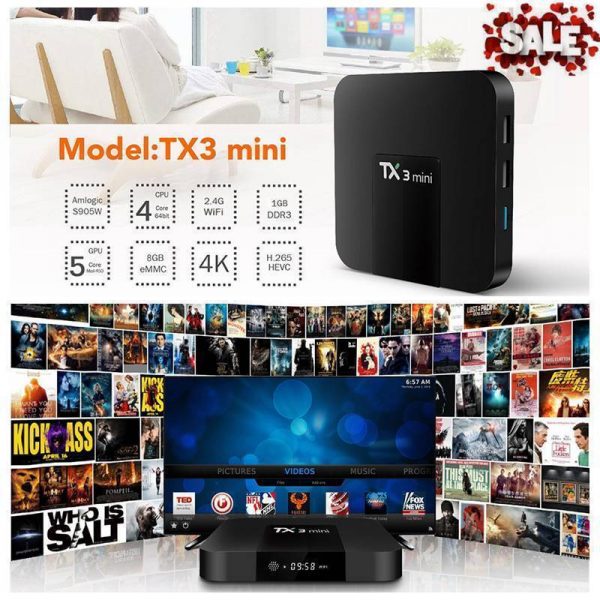 Mini PC TV Box TX3 Mini, 4K, Quad-Core, WiFi, USB, HDMI, H265, Android 7.1.2, afisaj LCD, CONFIGURAT cu aplicatii pentru TV, filme, seriale, Youtube, CONSULTANTA GRATUITA