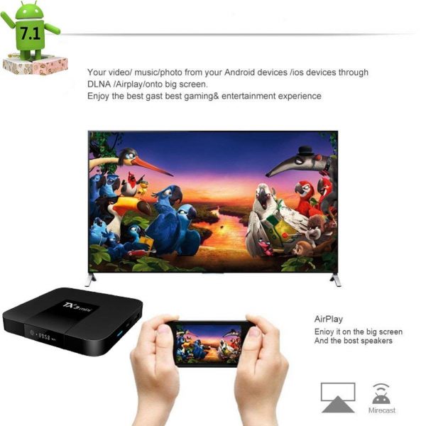 Mini PC TV Box TX3 Mini, 4K, Quad-Core, WiFi, USB, HDMI, H265, Android 7.1.2, afisaj LCD, Mini Tastatura wireless iluminata 7 culori, CONFIGURAT cu aplicatii pentru TV, filme, seriale, Youtube, CONSULTANTA GRATUITA